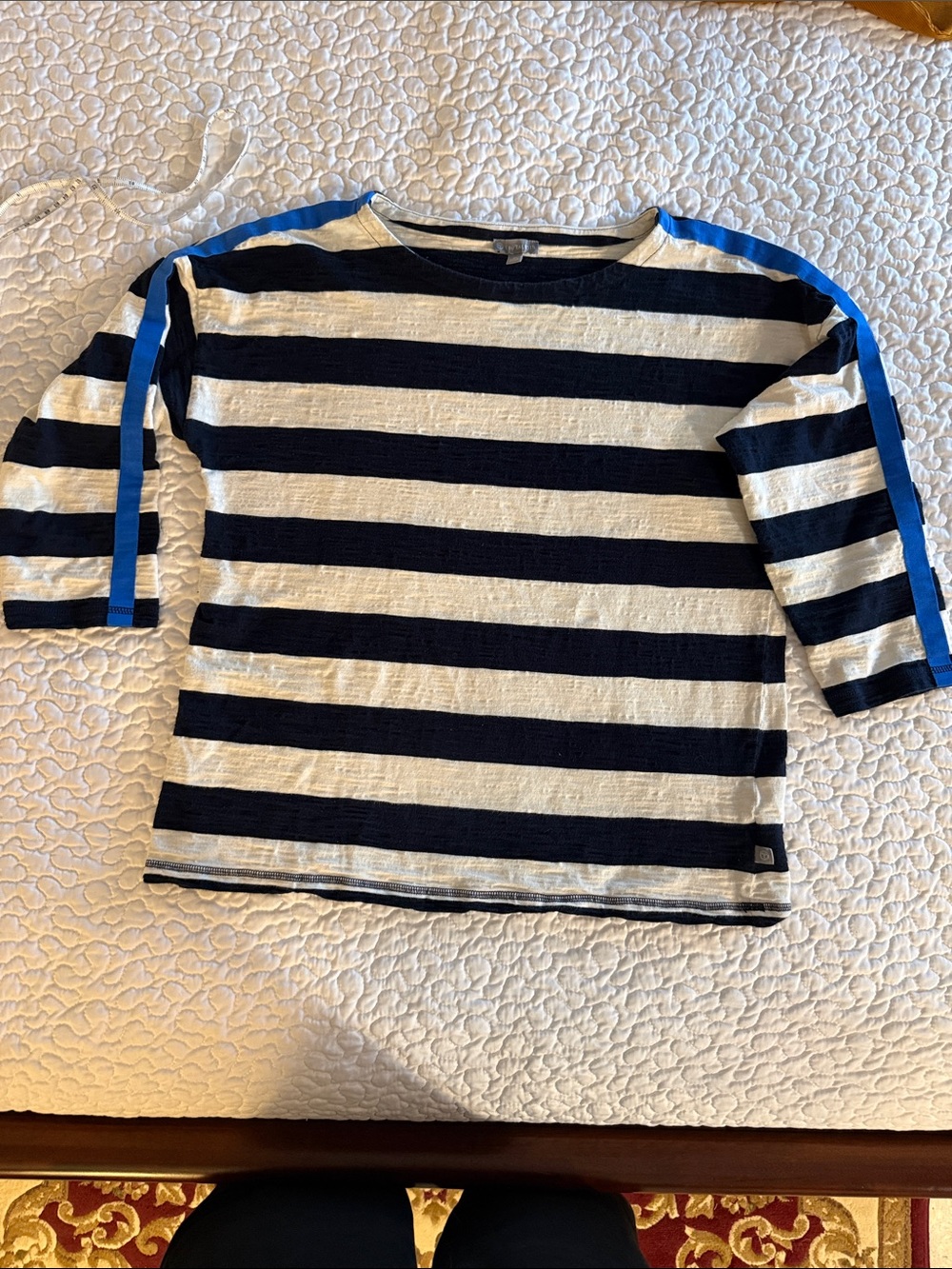 T by Talbots Collegiate Stripe Bateau-Neck Cotton Top Medium EUC